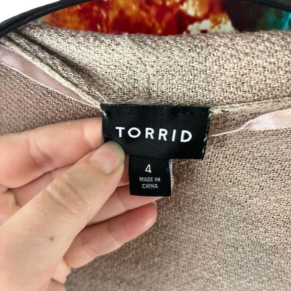 Torrid Wool Blend Drape Cardigan Duster Women's Plus Size 4 Oatmeal Viscose Open - Picture 3 of 5